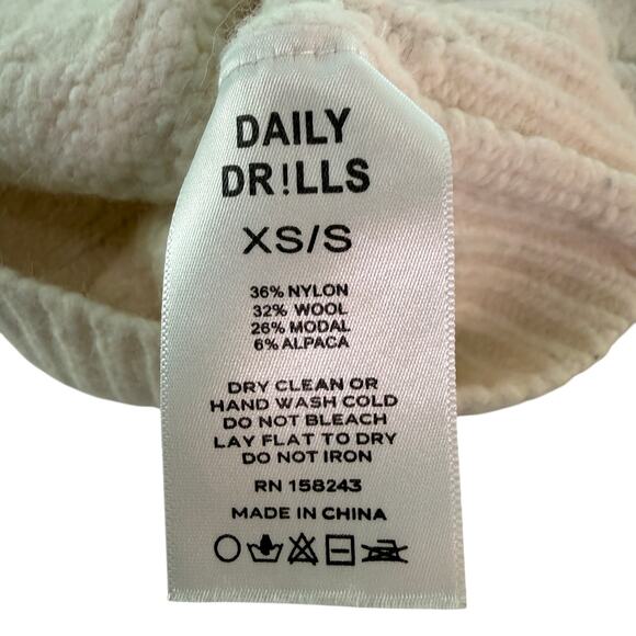 Daily Drills Fisherman Sweater Women's XS/S Wool Alpaca Crewneck Cream Neutral - Picture 7 of 12